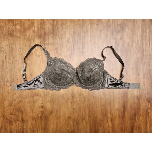 Vintage Victoria Secret Bra 36D Floral Lace Rosette Push Up Underwire 3623 Satin - Picture 7 of 7